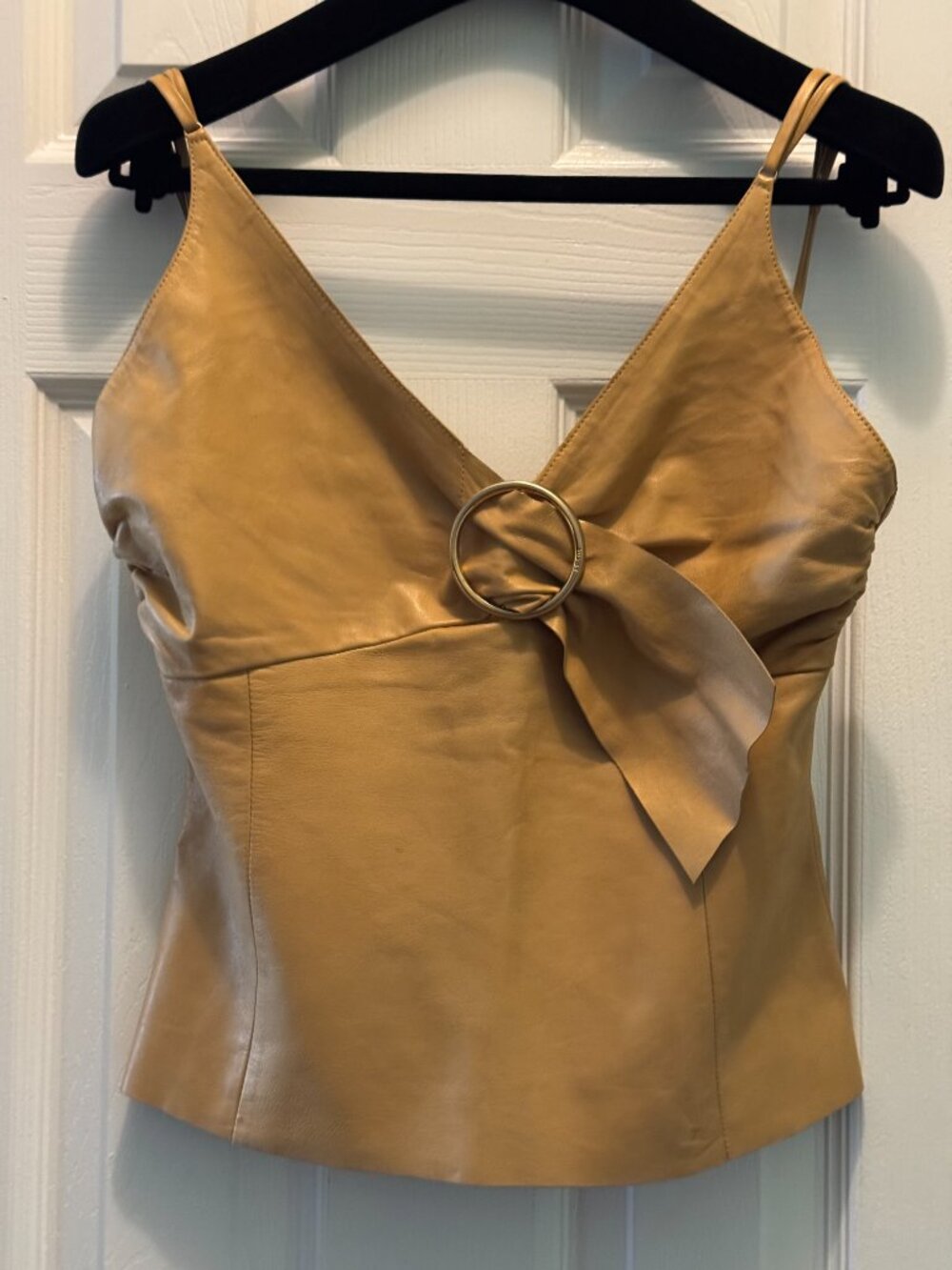 Prada Leather Tank Top, Tan/Butter Yellow